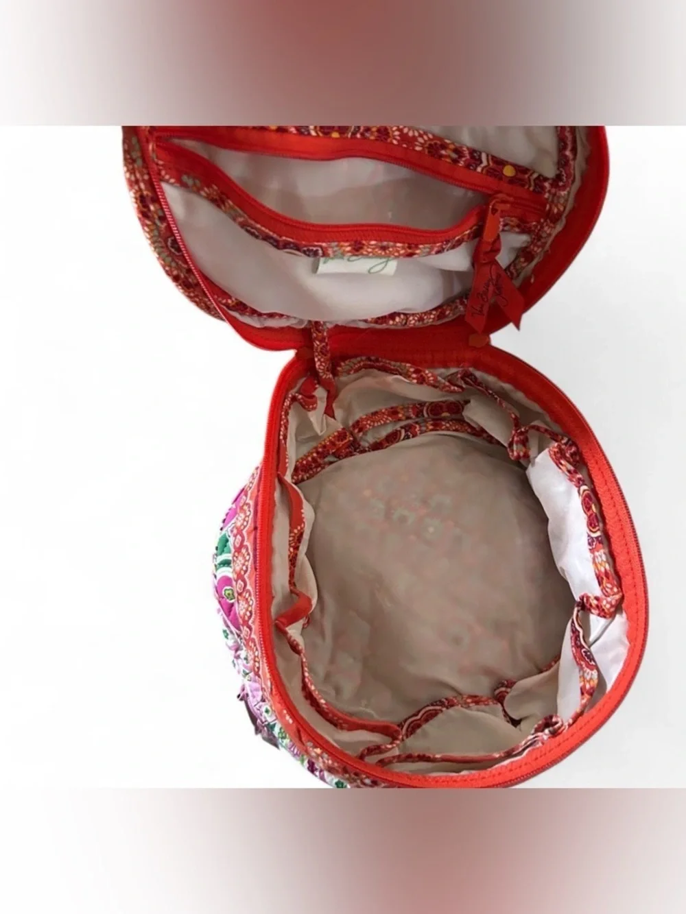 Vera Bradley Circular Cosmetic Travel Red Case